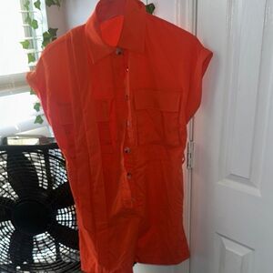 Bright Orange Button-Up Jumpsuit